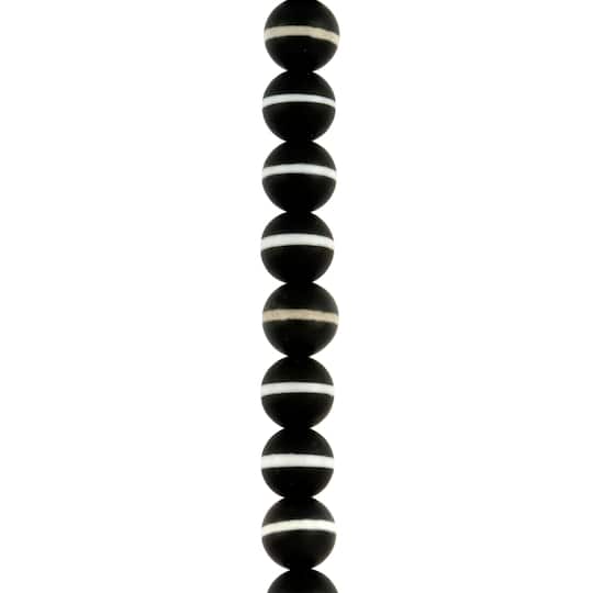 12 Packs: 23 ct. (276 total) Black & White Dyed Agate Round Beads, 7.5mm by Bead Landing™